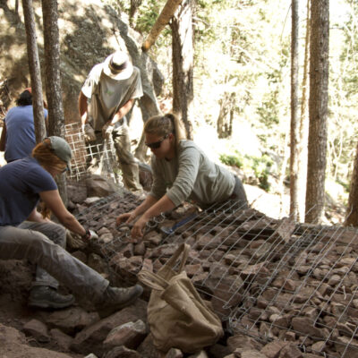 Trail workers at Dinosaur Rock